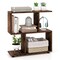 Costway 2-Tier Bookshelf Free Standing Wooden Display S-Shaped Shelf Storage Rack Black/Brown